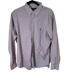 Camisa Ralph Lauren para hombre, talla 16.5, color morado, corte clásico, manga larga, de algodón.