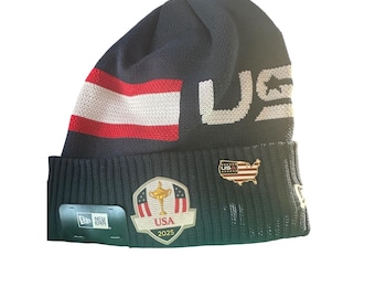 New Era Beanie Unisex OSFM Navy 2025 Ryder Cup USA Practice Knit Hat 6067315 NWT