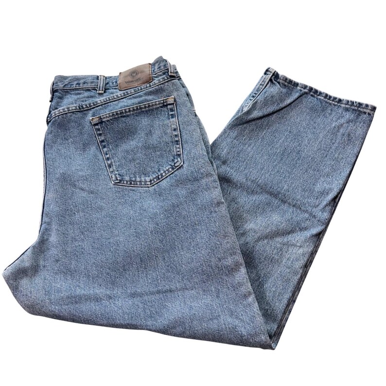 Wrangler Jeans Mens 44x30 Blue Authentic Relaxed Straight Leg 100Cotton 97601VR image 2