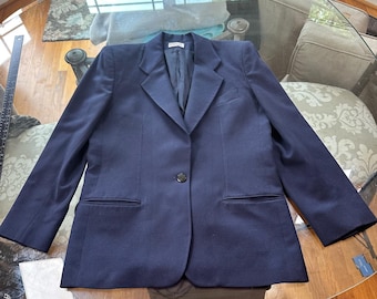 Bill Blass Skirt Suit Women's 12 Navy Blue Blassport Vintage 2 Piece Blazer