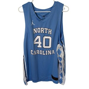 Jordan Brand Basketball Jersey Men XL Blue UNC Davis 40 Argyle Mesh Tar Heels 画像 1