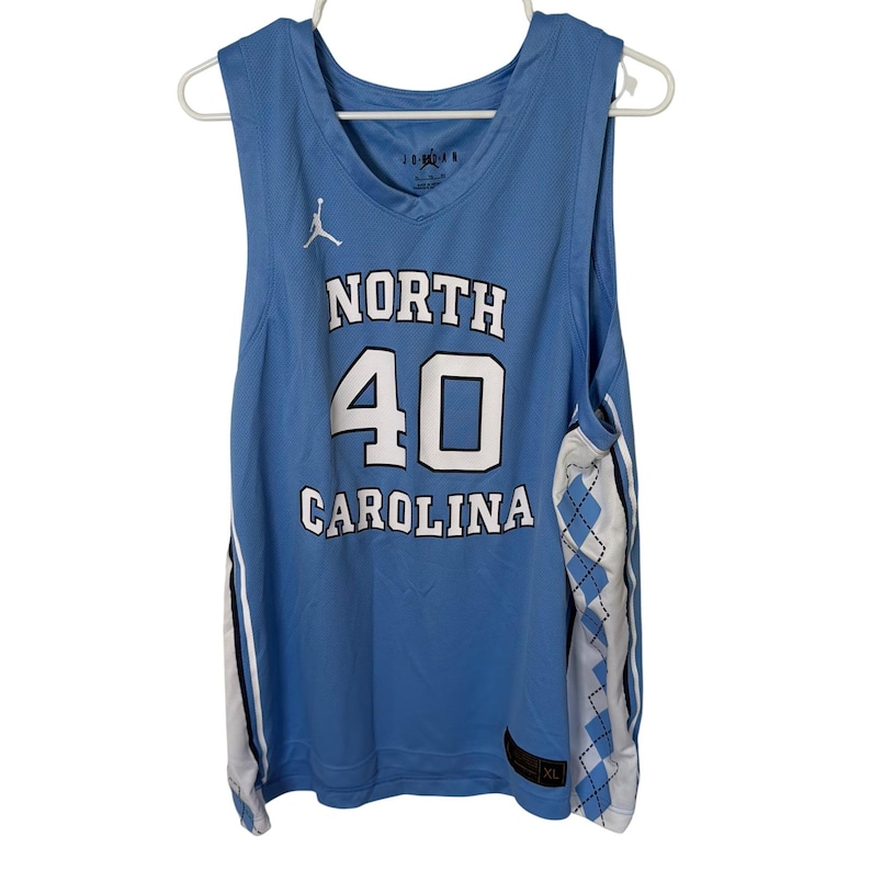 Jordan Brand Basketball Jersey Men XL Blue UNC Davis 40 Argyle Mesh Tar Heels 画像 1