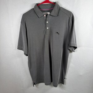 Tommy Bahama Polo Shirt Mens Medium Gray IslandZone Emfielder Short Sleeve Adult image 2