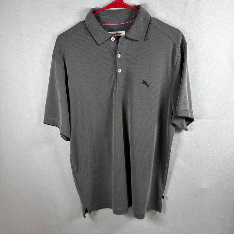 Tommy Bahama Polo Shirt Mens Medium Gray IslandZone Emfielder Short Sleeve Adult image 2