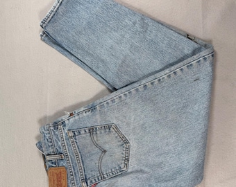 Levi's Jeans Mens 36x30 Light Blue 550 Relaxed Fit Tapered Leg Distressed Paint