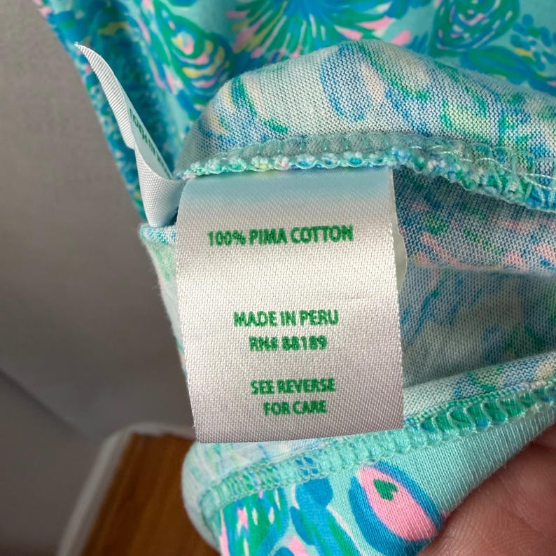 Vestido Lilly Pulitzer para mujer, talla S, azul, Etta, camiseta con cuello en V, algodón Pima, estampado tropical. imagen 7