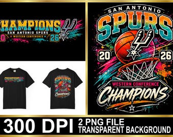 Conception de tshirt de conférence de l'ouest des Spurs, fichier PNG des champions des Spurs rétro (téléchargement numérique)