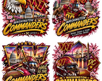 Washington Commanders Souvenir Football Bundle 4 PNG FIle: T-Shirt Design (Digital Download)