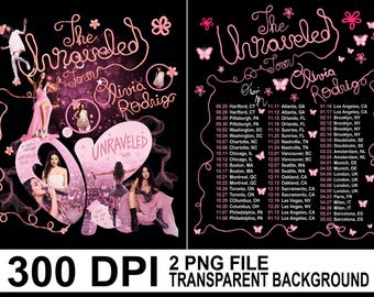 Olivia Rodrigo PNG File: The Unraveled Tour 2026 T-Shirt Design (Digital Download)
