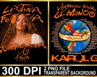 Karol G Viajando Por El Mundo Tropitour 2026 PNG File, Reggaeton Concert Tshirt Design ( Digital Download)