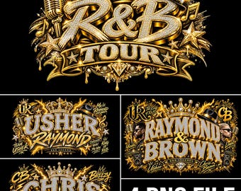 Bundle 4 PNG File Raymond & Brown Tour 2026, Usher x Chris Brown RB Concert Tshirt Design ( Digital Download)