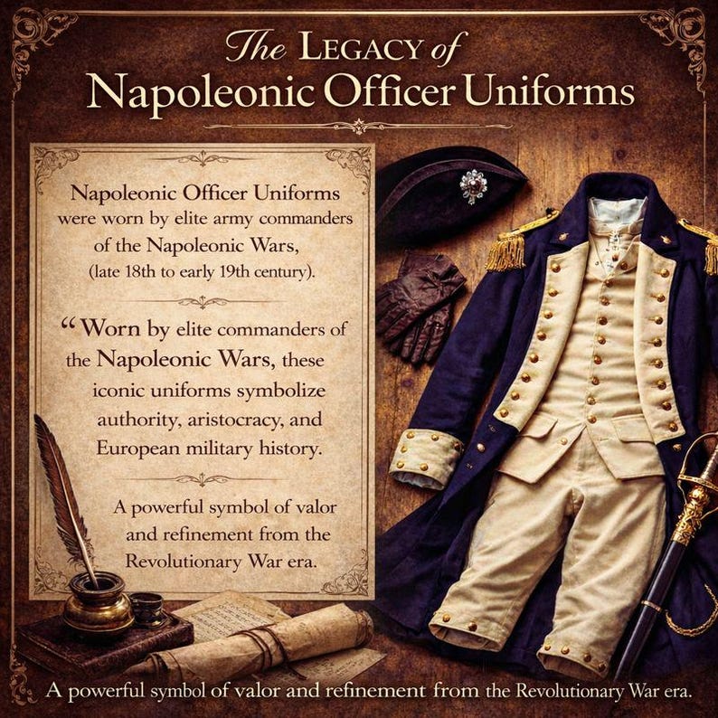 George Washington Napoleonic Uniform Navy Gold Military Costume Historical Revolutionary War Outfit - napoleonic uniform - military costume - historical outfit - revolutionary war - mens cosplay - officer uniform - reenactment gear - regency military - colonial costume - theatre costume - period clothing - custom uniform - vintage military - historical coat