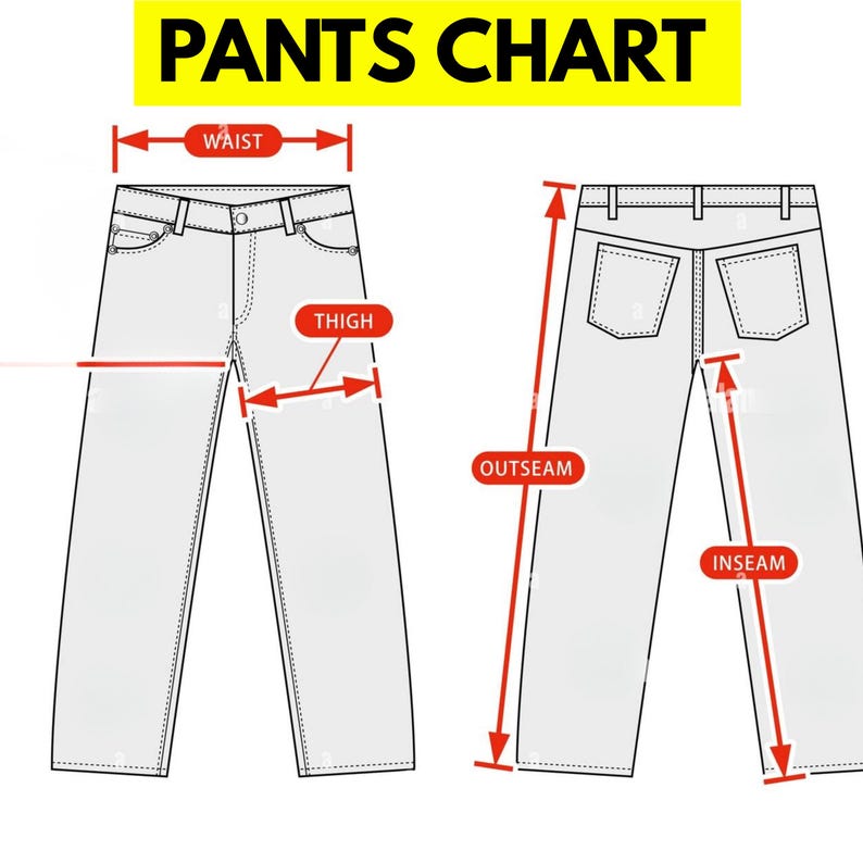 pant size chart - pant measurement chart