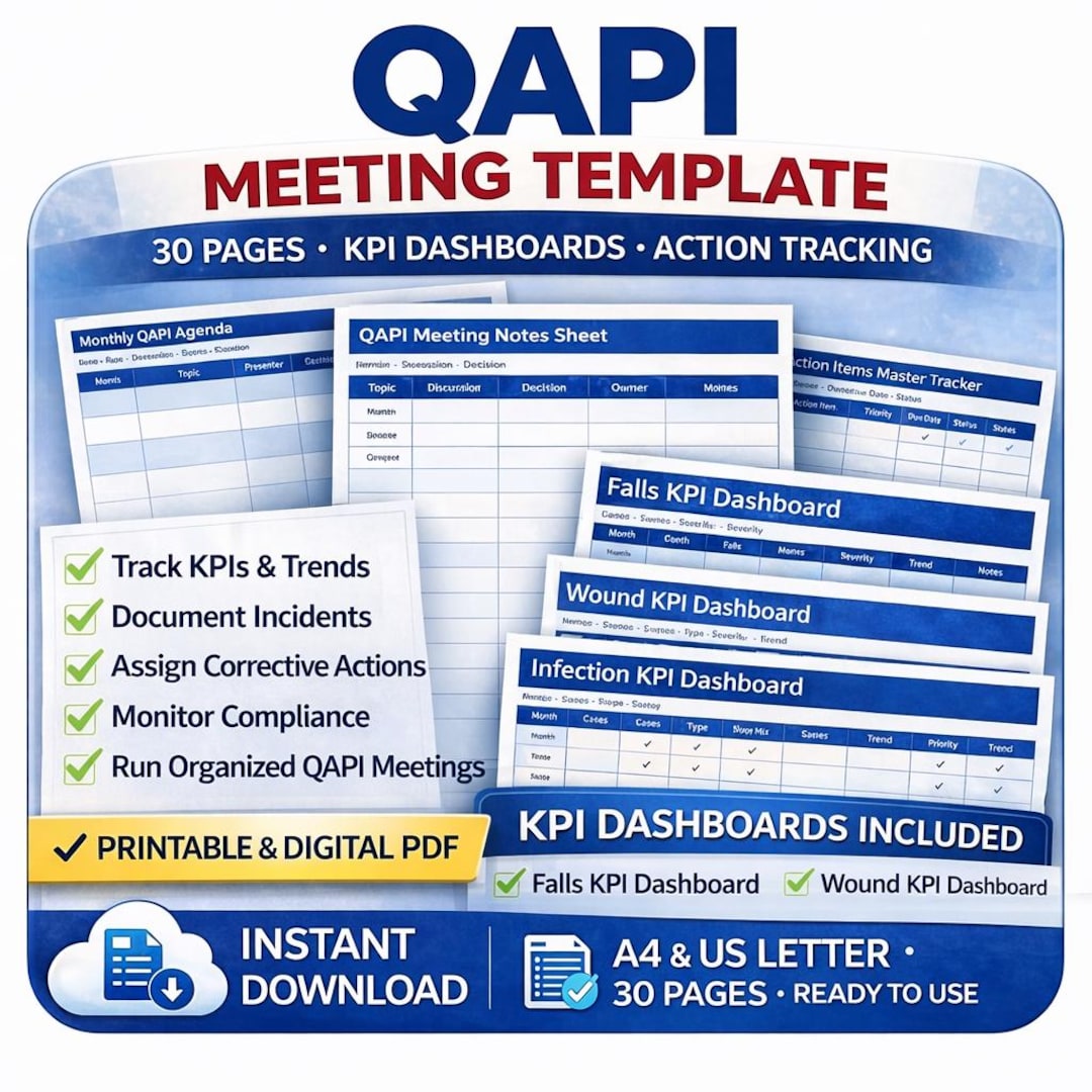 Qapi Book QAPI Meeting Template for Healthcare | Quality Improvement Tracker ...