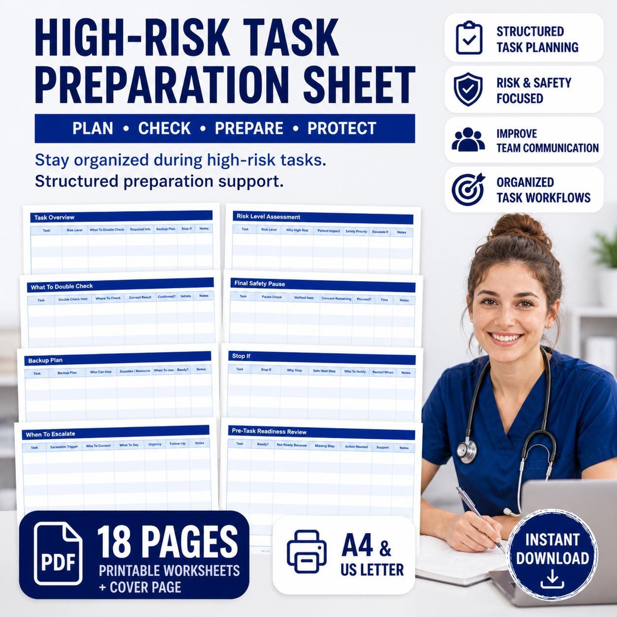 High-risk Task Preparation Sheet for Nurses | Patient Safety Planner ...