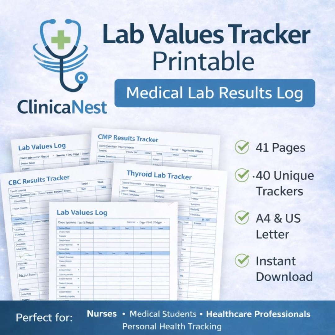 Lab Values Tracker Printable PDF, Medical Lab Results Log, Nurse Lab ...