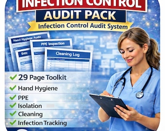 Infection Control Audit Pack | 28 Pages Healthcare Checklist Bundle | Hand Hygiene & PPE Audit Templates | Nursing Quality Improvement Tools
