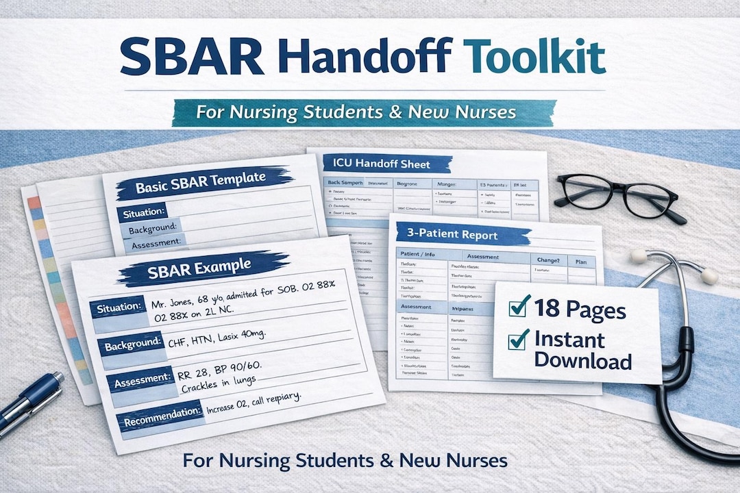 SBAR Nursing Template Printable | Clinical Handoff Report Sheet ...