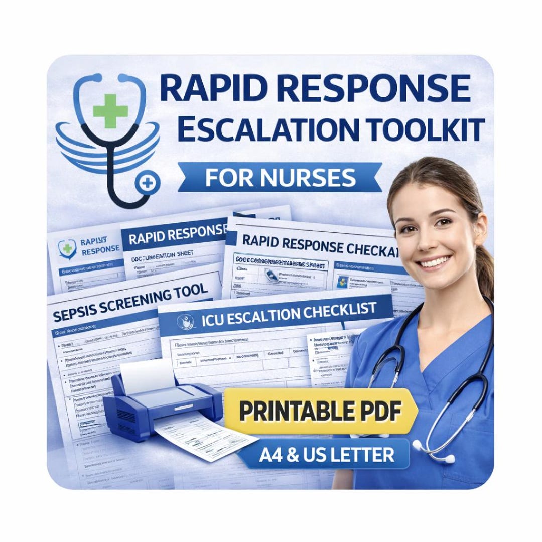Code Sepsis Worksheet Rapid Response & Escalation Toolkit for Nurses | ICU Early Warning ...