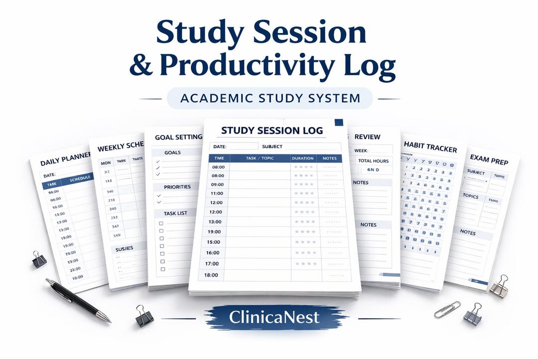 Study Cast Log Study Session | Productivity Log Printable PDF | Student Focus | Time ...