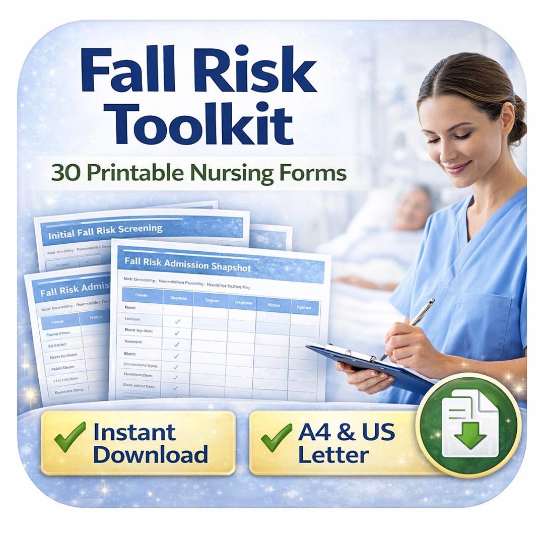 Post Fall Note Fall Risk & Injury Prevention Toolkit for Nurses, Patient Safety Forms ...
