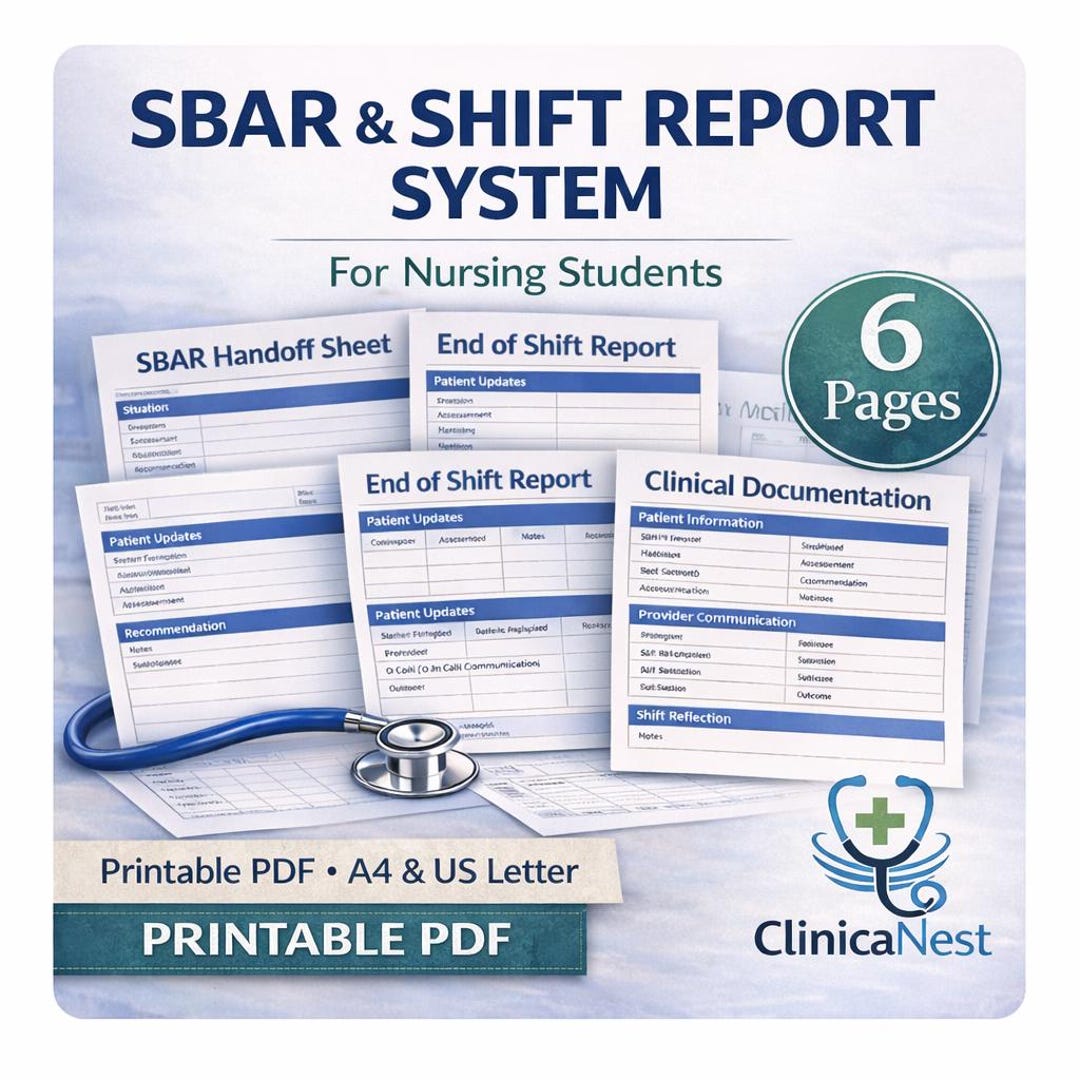 SBAR | Shift Report System Printable PDF | Nursing Handoff Sheet | End ...