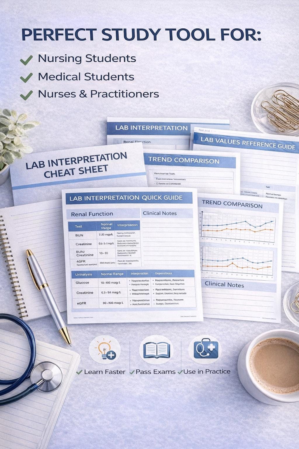 Lab Interpretation Cheat Sheet Printable PDF, Nursing Lab Values Guide ...