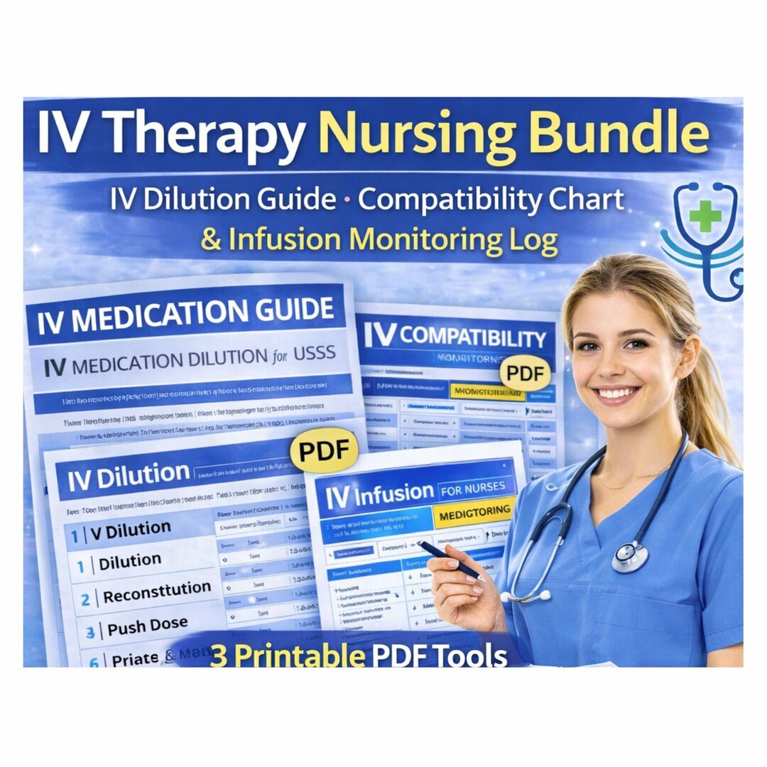 IV Therapy Nursing Bundle | Iv Dilution Guide, Iv Compatibility Chart ...