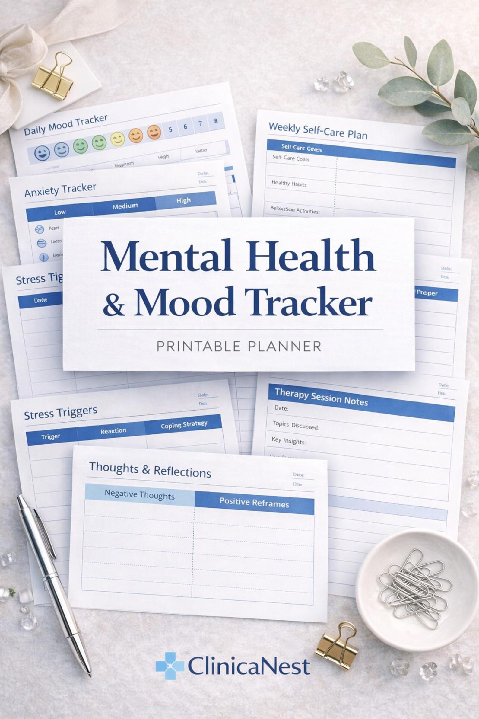 Mental Health | Mood Tracker Printable | Anxiety | Stress | Sleep Log ...