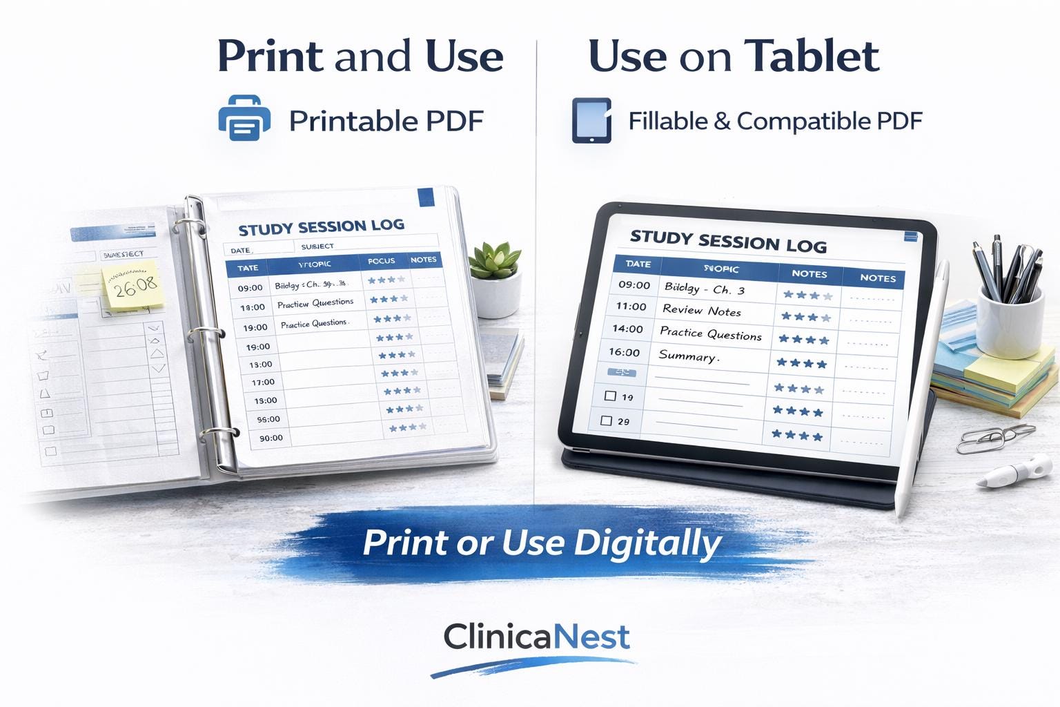 Tech Productivity Log Study Session | Productivity Log Printable PDF | Student Focus | Time ...