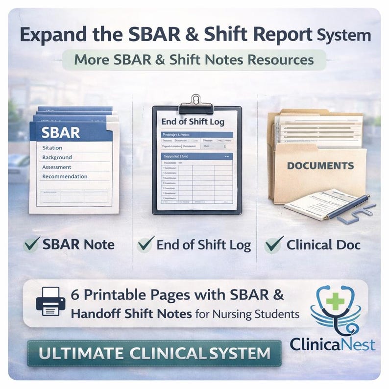 SBAR | Shift Report System Printable PDF | Nursing Handoff Sheet | End ...