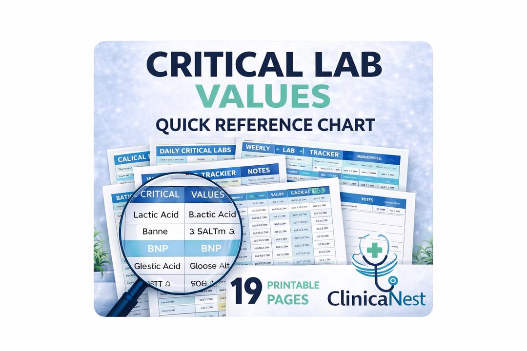 Critical Lab Values Quick Reference Chart Printable PDF, Nursing Lab ...