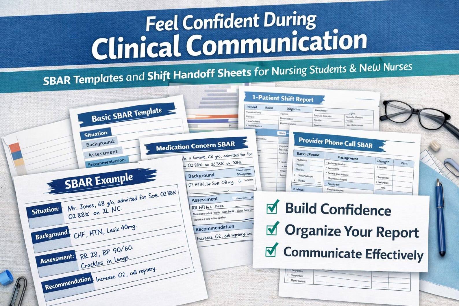 SBAR Nursing Template Printable | Clinical Handoff Report Sheet ...