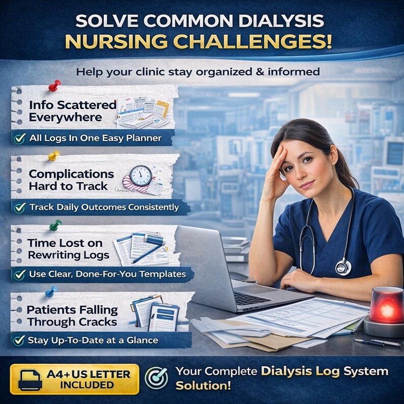 Dialysis Rounding Notebook Dialysis Access Event Log Printable | Nurse Planner PDF | Hemodialysis ...