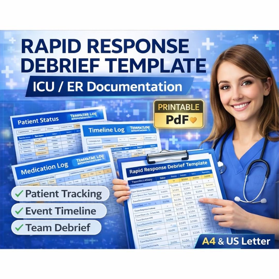 Rapid Response Debrief Template | Nursing Documentation Sheet | ICU ER ...