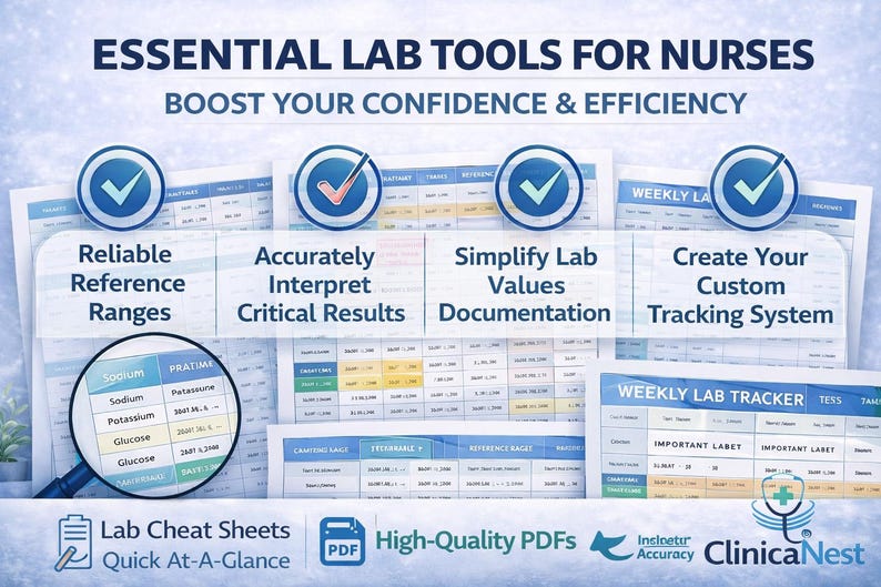 Critical Lab Values Quick Reference Chart Printable PDF, Nursing Lab ...