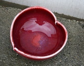 Handmade red Heart shaped ceramic salad//ramen bowl, limited edition.
