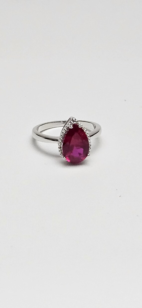 Lab Created Ruby Solitaire Ring 2.9 CT Sterling S… - image 2