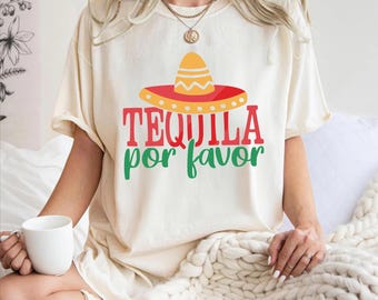 Camiseta Tequila Por Favor, Camiseta Divertida del Cinco de Mayo, Camiseta para Fiesta, Camiseta para Beber, Camiseta para Fiesta Mexicana, Camiseta Linda con Gráfico de Sombrero