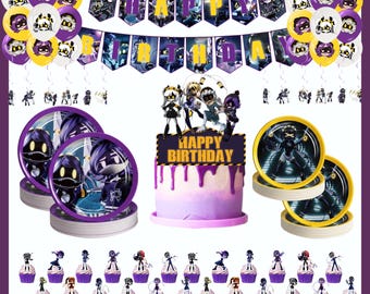 Murder Drones Birthday Party Supplies Bundle HBD Banner, Balloons, Cake Topper, Plates & Party Decor for Kids and Teens