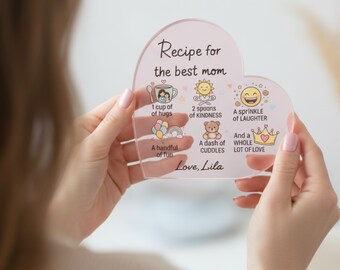 Personalized Mom Acrylic Heart Sign | Mother’s Day Gift from Kids