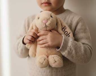 Personalized Easter Bunny Plush:Custom Name Bunny Stuffed Animal Embroidered Rabbit |Baby Gift Easter Basket Toy Kids Keepsake