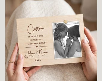 Personalized Wooden Photo Frame Plaque Custom Gift  Mom Grandma DIY Picture Holder Engraved Heartfelt Name Date Unique Mother's Day Keepsake