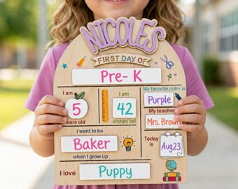 Custom Kids Milestone Board First Day Preschool Kindergarten Photo Prop Reusable Sign