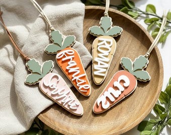 Personalized Easter Basket Tag Carrot Basket Tag Kids Easter Decor Bunny Carrot Tag First Easter Keepsake