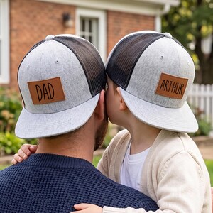 Personalized Name Snapback Hat, Toddler Child Kids Cap, Laser Engraved Leather Patch