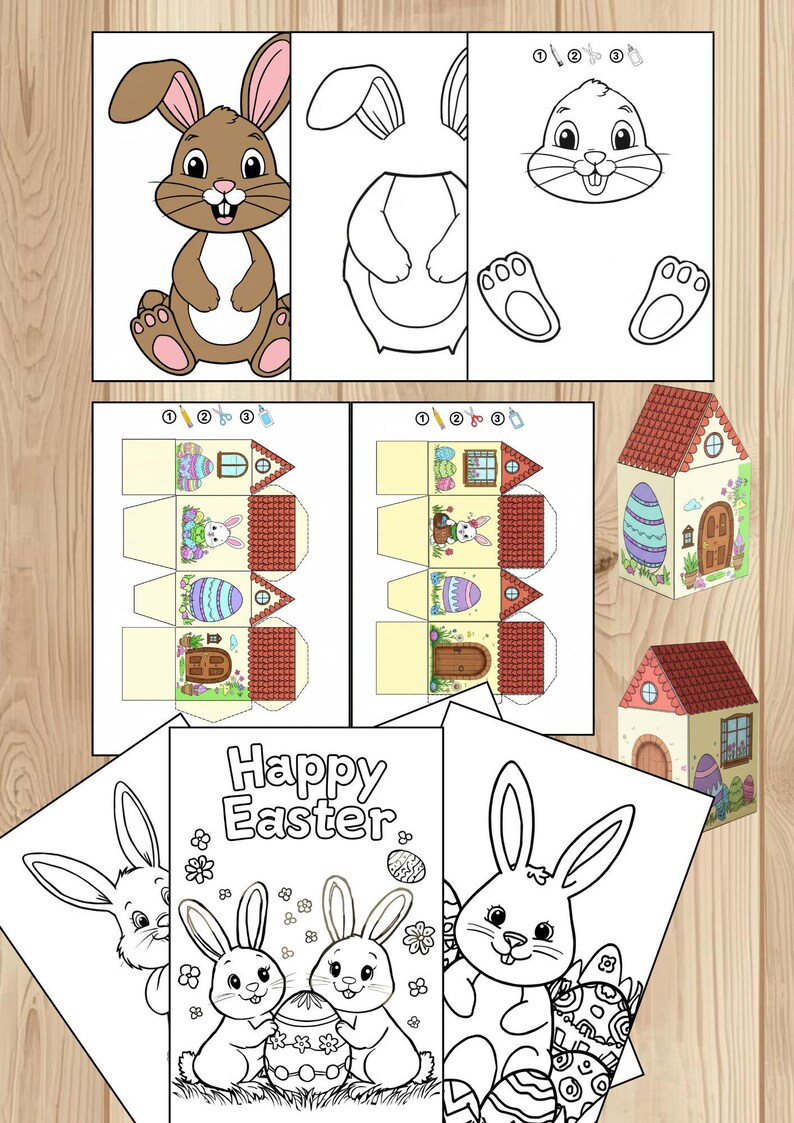 Easter Printable Activity Pack for Kids – Cut, Color & Build! - Etsy