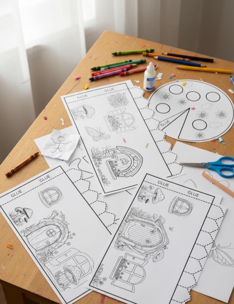 Fairy House Craft Kit for Kids – Printable DIY Coloring Pages (digital ...