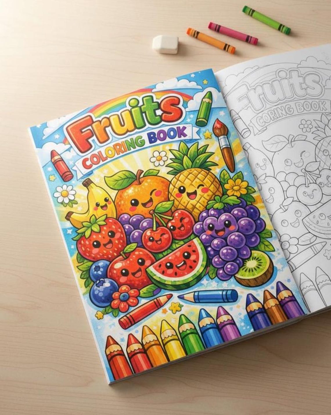 Fruits Coloring Book for Kids - Etsy