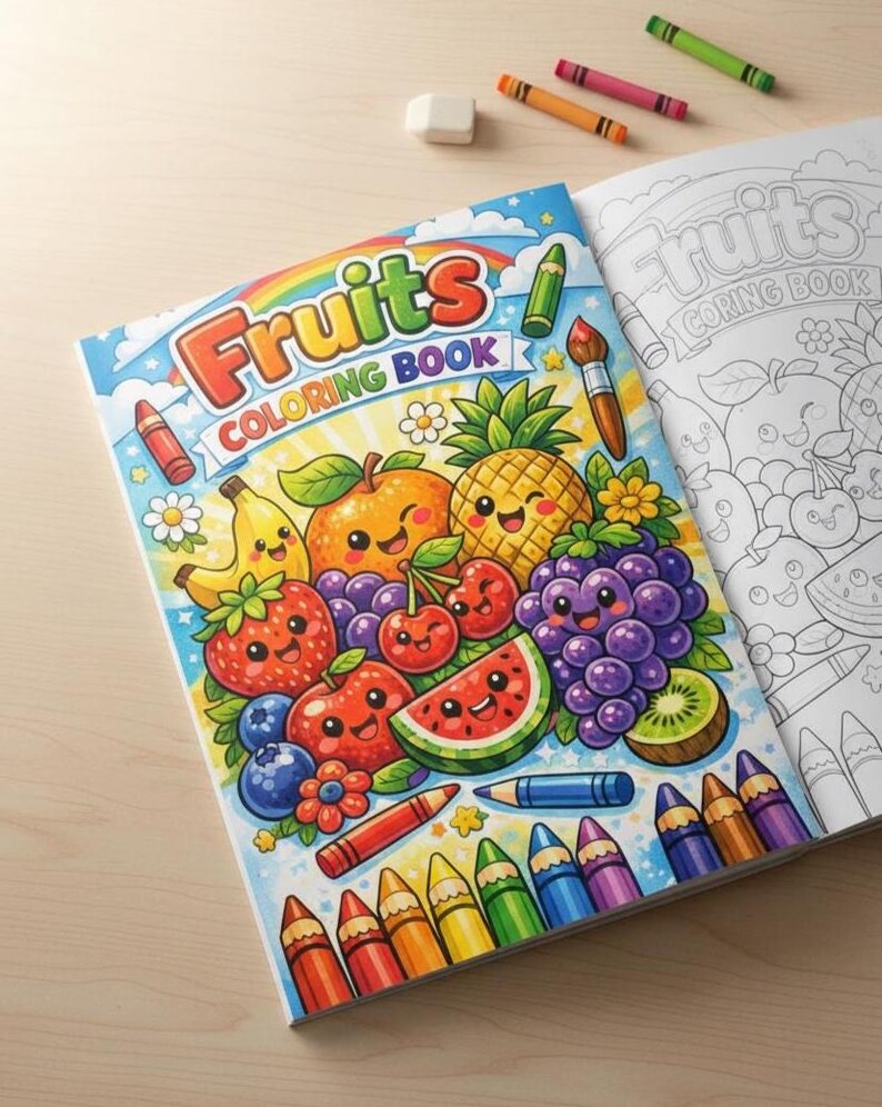Fruits Coloring Book for Kids - Etsy